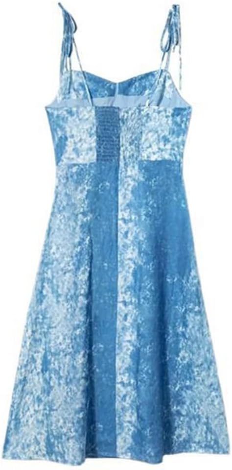 VIDI Side Split Slim High-Waisted Mid-Length Dress V-Neck Shoulder Lace-up Bustier Halter