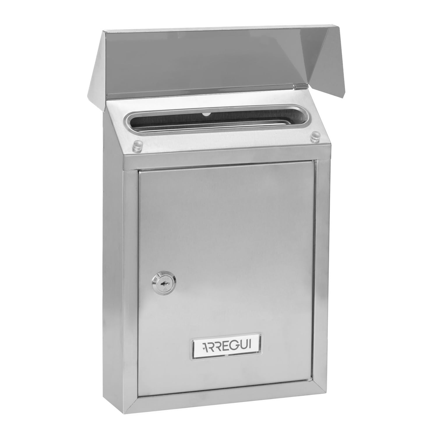 ARREGUI Smart E5727 Buzón Exterior de Acero Inoxidable Tamaño S (Correo DIN A5) | Buzón de Pared Pequeño | Buzón de Correo con Boca Trasera Recogecartas | Anticorrosivo | Fácil de Instalar | INOX
