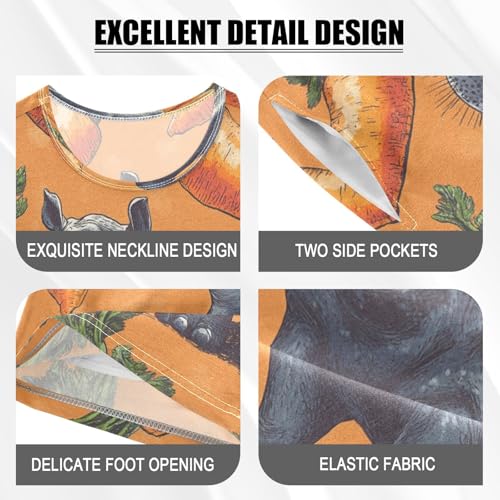 Pajama Sets Short Sleeve Hippo Among Orange Carrots Soft Cotton Summer Sleepwear 2 Piece PJS Size 5-14T3