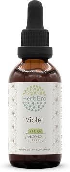 HerbEra Violet Alcohol-Free Liquid Extract Tincture Lymphatic Support, Viola Tricolor Dried Leaf, Respiratory Drops, Vegan, Herbal Supplement 2 fl oz