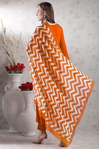 Image of Jwalin Women's Chinon Silk Kurta Pant Set with Dupatta|Kurta Set for Women|Ethnic Set