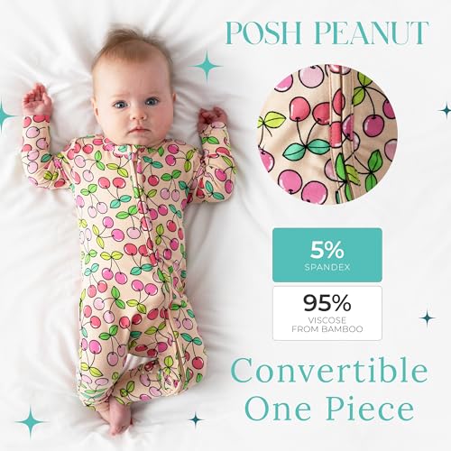 Image of Posh Peanut Girls Convertible Baby Sleepers, Toddlers Footless Pajamas | True To Size Fit With 2-Way Zipper, Convertible Mittens /Footies With Grips, Tagless Gentle Comfort, Easy Care Wash