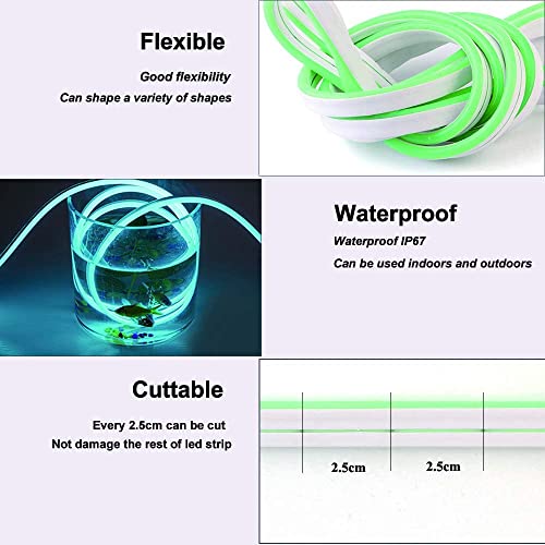 Image of Gesto 16.4 Feet Neon Lights with 12V Adaptor - Wall Decor Led Strips Lights for Decoration,Cuttable Flexible Decorative Lights for Customized Name |Waterproof Rope Light for Indoor,Outdoor(Green)