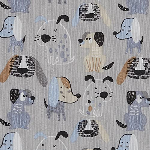 Kt KILOtela - Canvas Dekostoff, Home-Accessoires, Leichte Polsterung, Tischdecken, Kissen, Vorhänge, Taschen, 100 cm Länge x 280 cm Breite, Hunde, Blau, Grau, Braun - 1 Meter
