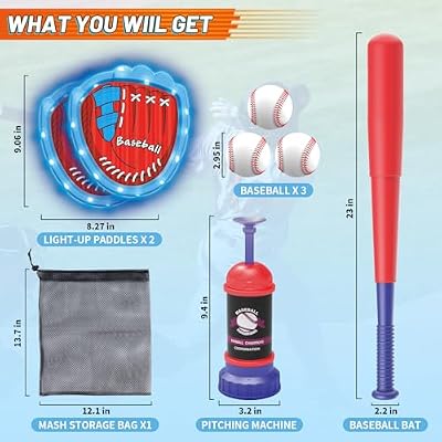 Gifts2U البيسبول إرم وصيد لعبة مجموعة - داخلي في الهواء الطلق لعبة رياضية مع 2 مجاذيف الصيد، 3 كرات لزجة، مضرب البيسبول، آلة نصب وحقيبة التخزين، مثالية للالفناء الخلفي متعة ألعاب عائلية