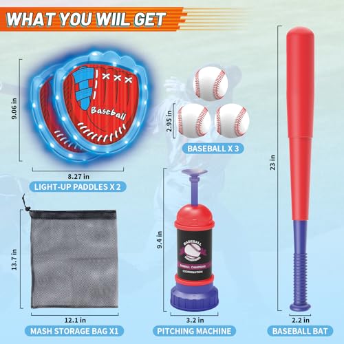 Gifts2U Baseball Toss and Catch Game Set - Indoor Outdoor Sports Toy with 2 Catch Paddles, 3 Sticky Balls, Baseball Bat, Pitching Machine and Storage Bag, Perfect for Backyard Fun Family Games by Gifts2U - Image 2