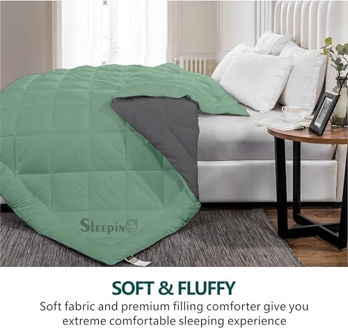 Image of 600 GSM Heavy Winter Double Bed Comforter | Microfiber, Breathable, Reversible,Soft, Lightweight & Machine Washable Comforter for Double Bed 90x100 Inch - SageDark Gey