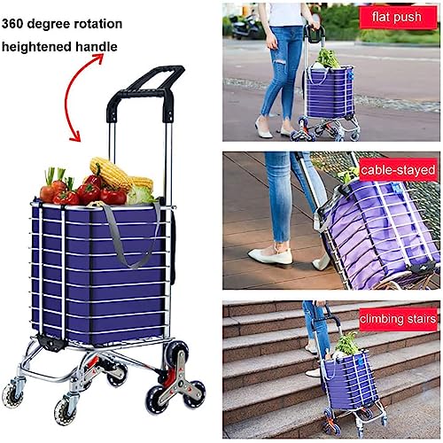 Treppensteigwagen mit 8 Rädern, 360 ° drehbarer Griff, faltbarer Einkaufstrolley mit Abdeckung, 51 kg Kapazität, vielseitiger Rollwagen für Lebensmittellager und Außenbereich – Bild 3