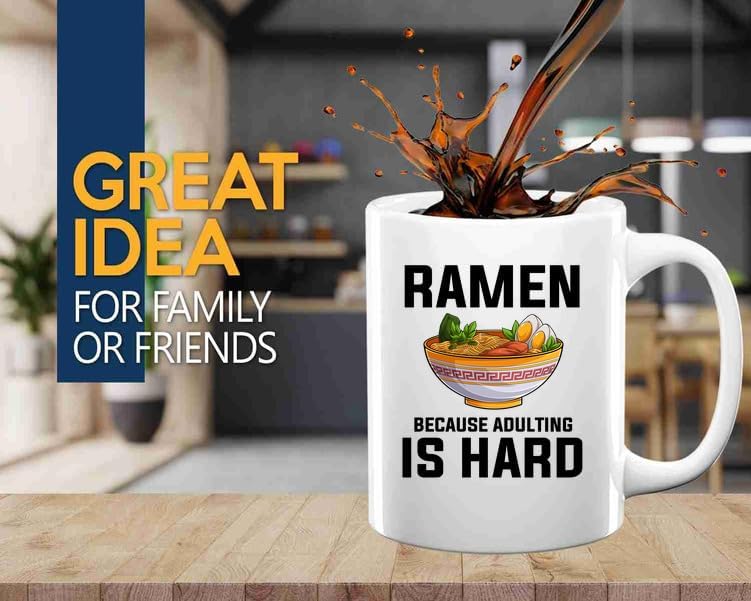 Ramen Coffee Mug 11oz White -Ramen Because adulting - Food Lovers chicken pumpkin vegan pantry spicy noodles image 2