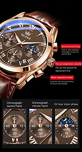 Image of OLEVS Mens Watches Stylish Chronograph Waterproof Luminous Silicon Strap Multifunction Watches for Men Business Men Wrist Watch