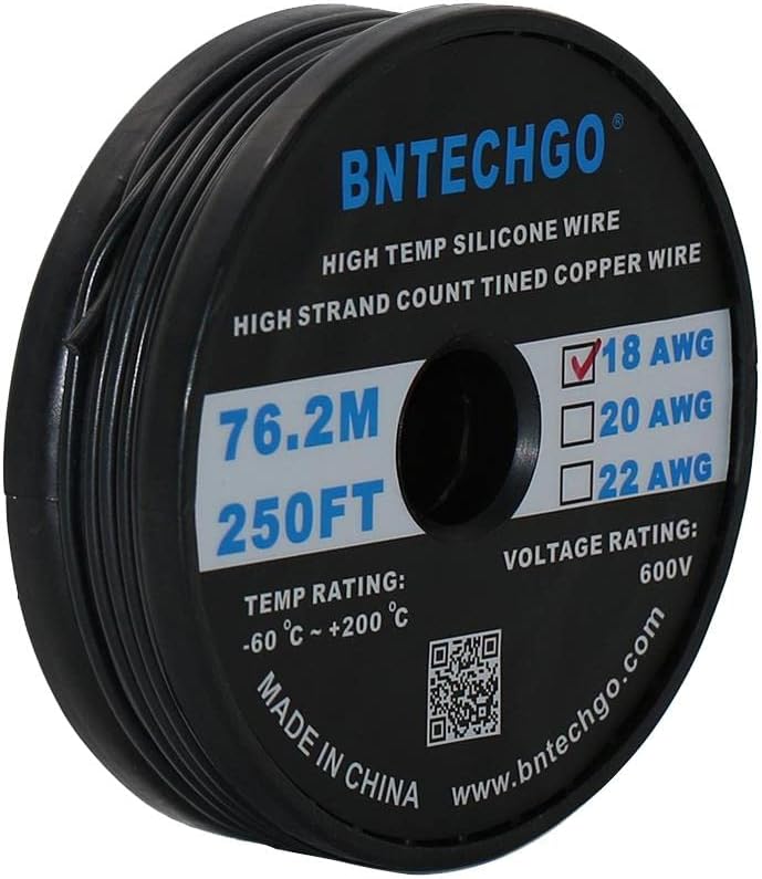 Tech Deals 🔥 BNTECHGO 18 Gauge Silicone wire spool 250 ft Blue Flexible 18 AWG Stranded Tinned Copper Wire