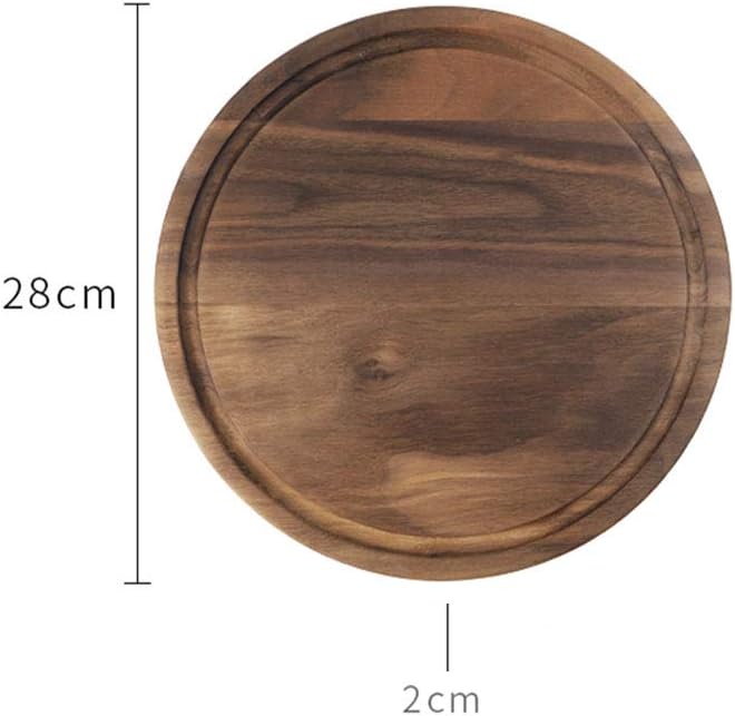 Cutting Board-Solid Wood Rectangular/Round Steak Board with Slot Kitchen Cutting Board Three Sizes Suitable for Vegetables/Cheese/Fruit (Color : 33 * 23 * 2cm/1.08 * 0.75 * 0.06inch) (Diameter28cm )