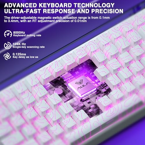 Image of Aula Hero 84 HE - 75% Mechanical Gaming Keyboard, Hall Effect Magnetic Switches Keyboard, 8000Hz Polling Rate, RGB Neon Light Box, Hot-Swappable Side-Printed PBT Keycaps, Gamer Keyboards for PC /Mac