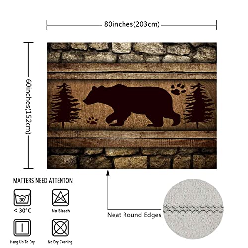 Rustic Lodge Bear Tapestry, Bear Farmhouse Cabin Tapestries 80''X60'' Polyester Fabric Wall Hanging Decoration Gtlsmn134 #TOP1