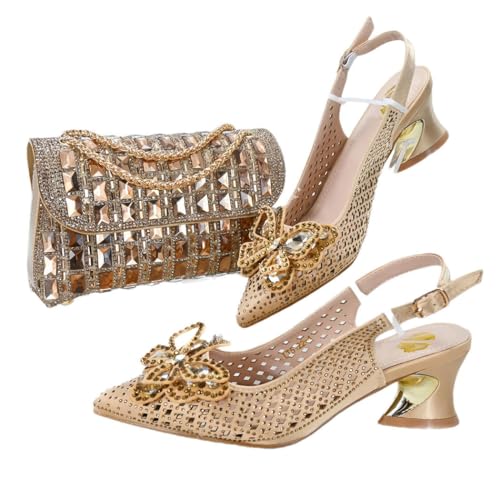 Chaussures de mariage italiennes escarpins talon bas avec pochette K0001