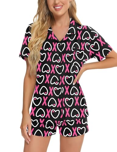 Image of SWOMOG Womens Button Down Pajamas Set Short Sleeve Sleepwear Bride Soft Pj Lounge Sets XS-3XL