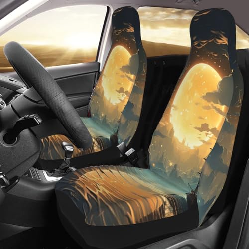Housses de siège de voiture motif navire lune universelles pour SUV lot de 2