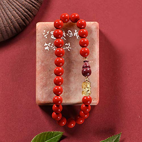 L&C Feng Shui Wealth Bracelets for Woman - 8MM Red Cinnabar Gourd Dragon Pi Xiu Sterling Silver Stretch Adjustable Beaded Bracelets for Woman Protection Bring Luck Prosperity Attract Money2