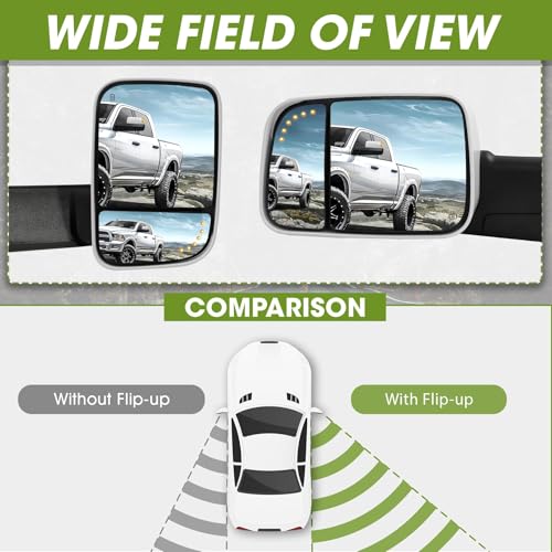 Image of White Tow Mirrors for 2009-2018 Ram 1500, 2010-2018 Ram 2500 /3500