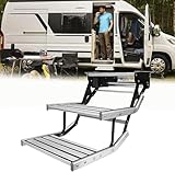 Escalones eléctricos retráctiles LED para autocaravanas: escalones plegables antideslizantes de aleación de aluminio para autocaravanas, de fácil acceso, duraderos y seguros ( Double Layer Step)