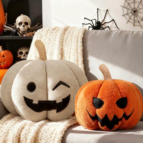 3D Pumpkin Pillows Set – Cozy Halloween Home Decor Duo