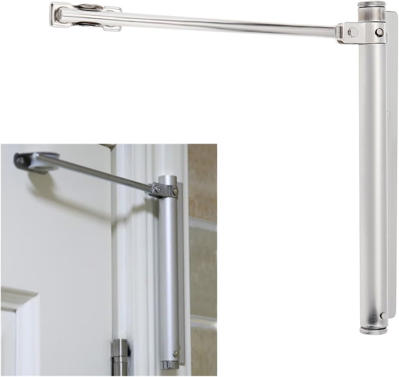 Automatic Door Closers,Door Closer Hinge Lightweight Buffer Closing Device for Residential Commercial Door Closers Stainless Steel Simple Automatic Door Closer Door Opener