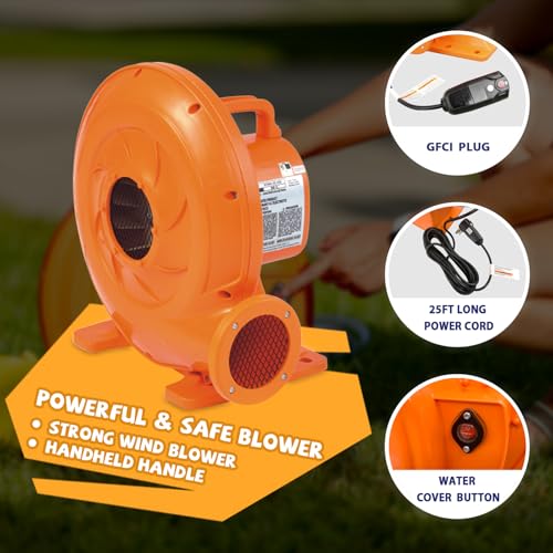 Image of ACTION AIR [Updated Version] Bounce House, Inflatable Bouncer with Air Blower, Jumping Castle with Slide, Family Backyard Bouncy Castle, Durable Sewn with Extra Thick Material, Idea for Kids (C-9745)