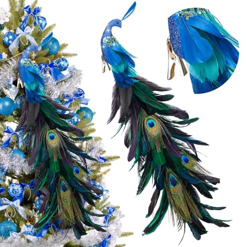 Giegxin 2 Pcs Peacock Christmas Tree Ornaments Long Tail Feather