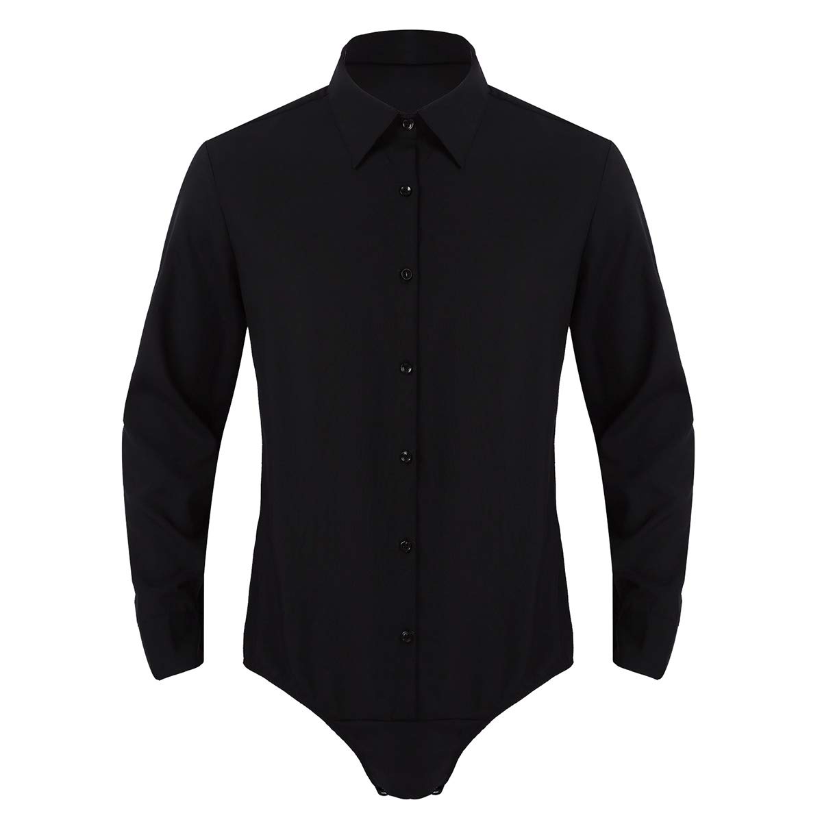 Alvivi Body da Uomo Slim Fit Latino Americano Moderna Ballo da Danza Professionale in Cotone Camicia Bodysuit Maniche Lunghe Button Down Costume Competizione Performance