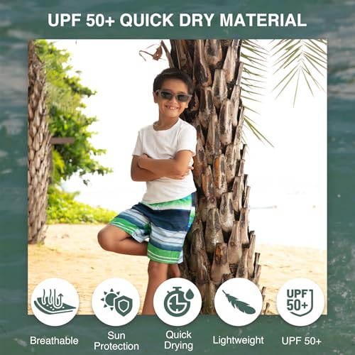 Image of Kanu Surf Boys' Victor Stripe Quick Dry Beach Board Shorts Swim Trunk