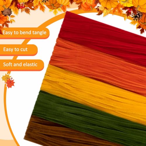 Image of Peryiter 500 Pcs Pipe Cleaners for DIY Flower Bouquets, Chenille Stems for Graduation Bouquet Crafts, Fuzzy Sticks for Handmade Flowers, DIY Gift, Art Projects(Fall Color,12 Inch)