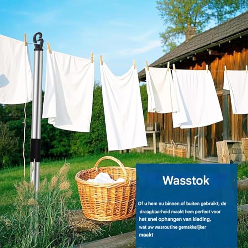 Support de linge pour jardin et pelouse avec poteaux de corde à linge de 220 cm de haut - 3