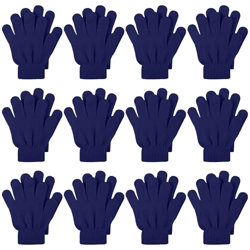 Image of Cooraby 12 Pairs Kid's Winter Magic Gloves Children Stretchy Warm Magic Gloves Boys or Girls Knit Gloves for 6-12 Years
