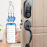 5 in 1 Fingerprint Smart Front Door Lock Set, Keyless Entry, with Handle, Touchscreen Keypad Deadbol