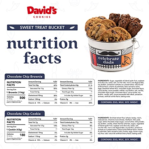 David’s Cookies Father's Day Gift Assorted Cookies Bucket Sampler – 1.3Lbs Assorted Father’s Day Cookies With Chocolate Chip Brownies And Chocolate Chunk Cookies – Beautifully Decorated Tin Bucket #TOP6