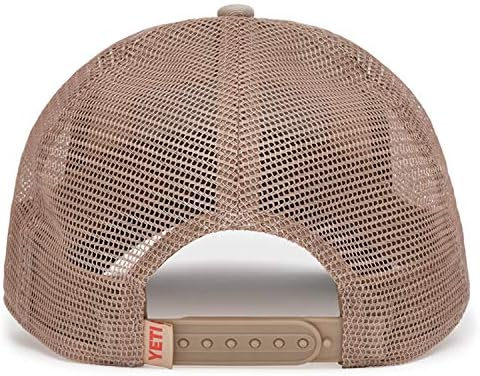 YETI Logo Badge Trucker Hat, Tan/Coral 