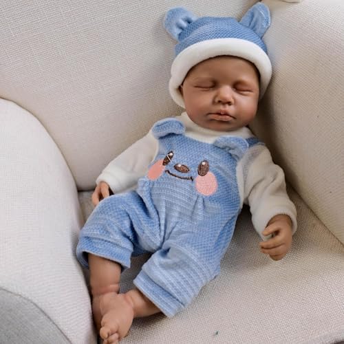 RXDOLL 30,5 cm Full Solid Silikon Mini Babypuppe Schwarz Junge Afroamerikanisch Realistische Reborn Babypuppen Silikon Ganzkörper Anatomisch Korrekte Micro Neugeborene Puppe – Bild 3
