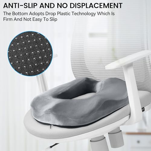 WUFANC Hämorrhoiden Sitzkissen, Donut Kissen aus Memory Foam, Abnehmbar Ergonomisches Sitzkissen, Sitzring Steißbein Entlastung, Sitzring Nach Op für Bürostuhl, Rollstühle, Autositze
