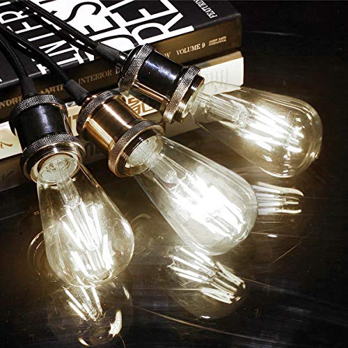 Image of DORESshop 6W Vintage Led Edison Bulbs, Daylight White 4000K, 60W Equivalent, ST58 Antique Style Edison Light Bulb with 80+CRI, 600LM, E26 Medium Base, Non Dimmable, High Brightness Clear Glass, 4Pack | ST58 Antique Style Edison Light Bulb with 80+CRI,E26 Medium Base,Non Dimmable,High Brightness Clear Glass,4Pack Led Bulbs