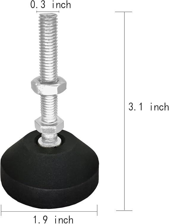 Adjustable Threaded Pole Leveling Foot Furniture Glide M8x50 mm,M8 x 1.25 Millimeter(Threaded Pole) 4 Pcs