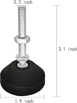 Adjustable Threaded Pole Leveling Foot Furniture Glide M8x50 mm,M8 x 1.25 Millimeter(Threaded Pole) 4 Pcs