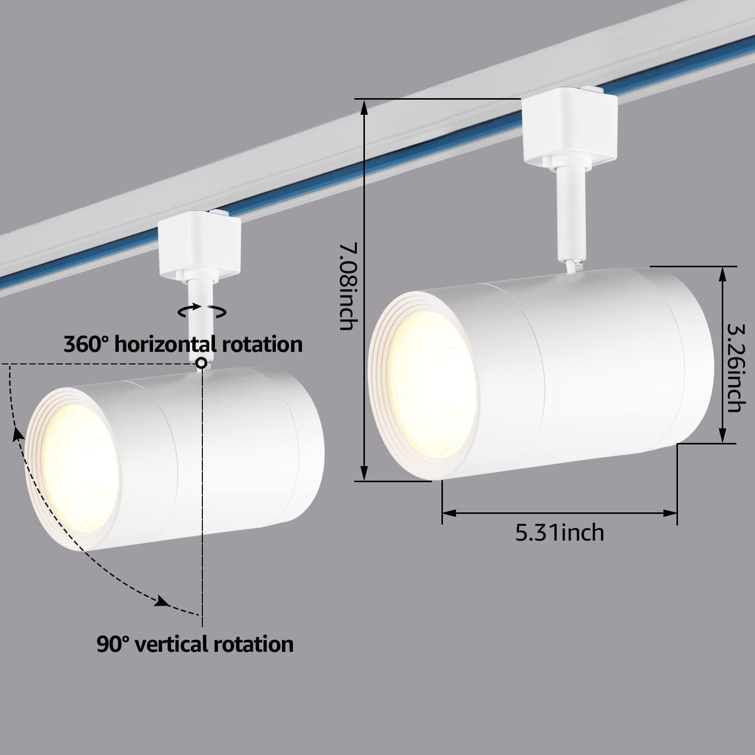 LEONLITE Retail Pro Series 17.5W LED H Track Lighting Heads, ETL Listed, Commercial Dimmable H Track Light Heads for Store Shop Restaurants, CRI90 Track Lighting, 3000K, Matte White, Pack of 4