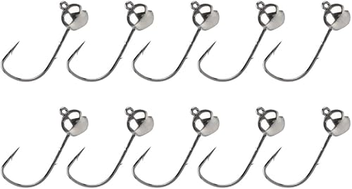 MUUNN 10 cabezas de tungsteno con soporte para cebo, cabeza redonda para pequeños cebos de plástico y peces, Crappie y Bluegills