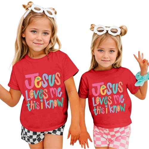 Image of BINTEHGS Jesus Shirts for Kids Christian Graphic Tees for Girls Religious God Tshirts Inspirational Bible Verse Cute T-Shirts