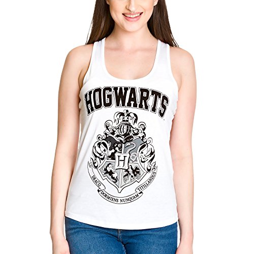 HARRY POTTER Camiseta de Tirantes Emblema de Hogwarts de Elbenwald Blanco -...