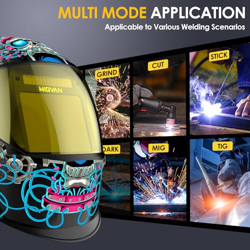 Image of Welding Helmet Auto Darkening True Color Large Viewing, Welding Hood Solar /Rechargeable Battery Powered, Wide Shade 4 /5-13 with 4 Arc Sensor, Optical Clarity Welding Mask for TIG MIG ARC Grind