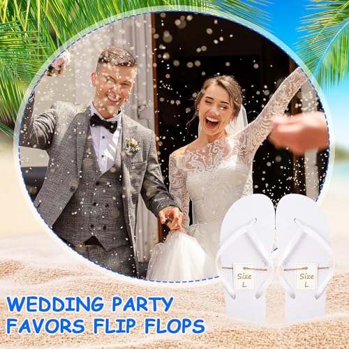 Image of 24 Pairs Flip Flops Bulk for Wedding Party Guest Sandals Hotel Guest Spa Slippers with Size Card Sign and Drawstring Bag