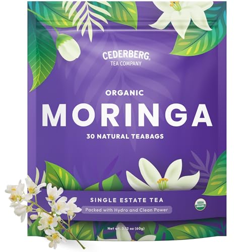 Image of Cederberg Tea Company Organic Moringa Tea - 30 Tea Bags | Organic Herbal Tea From Single Origin | Eco-Friendly Tea Bags | Non-GMO Caffeine Free Tea With Zero Sugar
