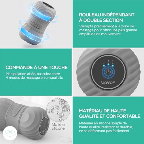 Boule de massage rechargeable 4 modes de vibration en silicone ergonomique - 5
