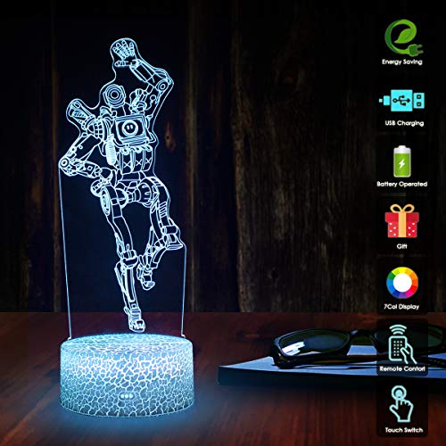 Koyya 3D Night Light Toys Gifts for Kids Changeable LED Table Lamp 3D Illusion Light Touch Switch Remote Control- USB Power/7 Colors Light Decorative Bedside Table Lamp……